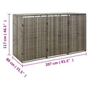 tsilova Tsilova Deutschland Abfallbehälter-Verkleidungen Mülltonnenbox für 3 Tonnen Grau 207x80x117 cm Poly Rattan