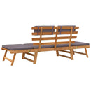 tsilova Tsilova Deutschland Gartenbänke 2-in-1 Gartenliege mit Auflage 190 cm Massivholz Akazie