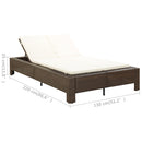 tsilova Tsilova Deutschland Gartenbetten 2-Personen-Sonnenliege mit Auflage Braun Poly Rattan