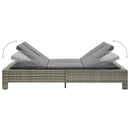 tsilova Tsilova Deutschland Gartenbetten 2-Personen-Sonnenliege mit Auflage Grau Poly Rattan
