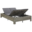 tsilova Tsilova Deutschland Gartenbetten 2-Personen-Sonnenliege mit Auflage Grau Poly Rattan