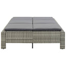 tsilova Tsilova Deutschland Gartenbetten 2-Personen-Sonnenliege mit Auflage Grau Poly Rattan