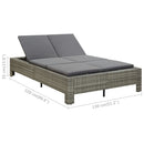 tsilova Tsilova Deutschland Gartenbetten 2-Personen-Sonnenliege mit Auflage Grau Poly Rattan