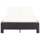 tsilova Tsilova Deutschland Gartenbetten 2-Personen-Sonnenliege mit Auflage Schwarz Poly Rattan