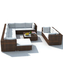 tsilova Tsilova Deutschland Gartenmöbel-Sets 10-tlg. Garten-Lounge-Set mit Auflagen Poly Rattan Braun