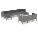 tsilova Tsilova Deutschland Gartenmöbel-Sets 10-tlg. Garten-Lounge-Set mit Auflagen Poly Rattan Grau