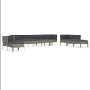 tsilova Tsilova Deutschland Gartenmöbel-Sets 10-tlg. Garten-Lounge-Set mit Auflagen Poly Rattan Grau
