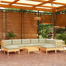 tsilova Tsilova Deutschland Gartenmöbel-Sets 10-tlg. Garten-Lounge-Set mit Creme Kissen Massivholz Kiefer