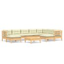 tsilova Tsilova Deutschland Gartenmöbel-Sets 10-tlg. Garten-Lounge-Set mit Creme Kissen Massivholz Kiefer