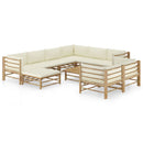 tsilova Tsilova Deutschland Gartenmöbel-Sets 10-tlg. Garten-Lounge-Set mit Cremeweißen Kissen Bambus