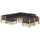 tsilova Tsilova Deutschland Gartenmöbel-Sets 10-tlg. Garten-Lounge-Set mit Dunkelgrauen Kissen Bambus