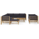 tsilova Tsilova Deutschland Gartenmöbel-Sets 10-tlg. Garten-Lounge-Set mit Dunkelgrauen Kissen Bambus