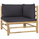 tsilova Tsilova Deutschland Gartenmöbel-Sets 10-tlg. Garten-Lounge-Set mit Dunkelgrauen Kissen Bambus