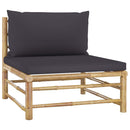 tsilova Tsilova Deutschland Gartenmöbel-Sets 10-tlg. Garten-Lounge-Set mit Dunkelgrauen Kissen Bambus