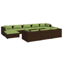 tsilova Tsilova Deutschland Gartenmöbel-Sets 10-tlg. Garten-Lounge-Set mit Kissen Braun Poly Rattan