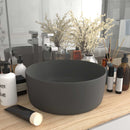 tsilova vidaXL Badezimmer-Waschbecken Luxuriöses Waschbecken Rund Matt Dunkelgrau 40x15 cm Keramik