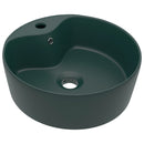 tsilova vidaXL Badezimmer-Waschbecken Luxus-Waschbecken mit Überlauf Matt Dunkelgrün 36x13 cm Keramik