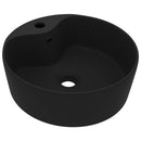 tsilova vidaXL Badezimmer-Waschbecken Luxus-Waschbecken mit Überlauf Matt-Schwarz 36x13 cm Keramik