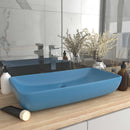 tsilova vidaXL Badezimmer-Waschbecken Luxus-Waschbecken Rechteckig Matt Hellblau 71x38 cm Keramik