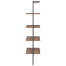 tsilova vidaXL Bücherregale & Bücherschränke Anlehnregal mit 4 Ablagen Dunkelbraun und Schwarz 64x35x152,5cm