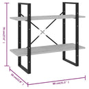 tsilova vidaXL Bücherregale & Bücherschränke Bücherregal 2 Fächer Betongrau 80x30x70 cm Holzwerkstoff
