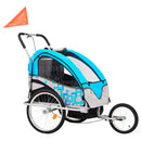 tsilova vidaXL Fahrradanhänger 2-in-1 Kinder Fahrradanhänger & Kinderwagen Blau und Grau