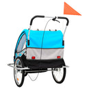 tsilova vidaXL Fahrradanhänger 2-in-1 Kinder Fahrradanhänger & Kinderwagen Blau und Grau