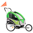 tsilova vidaXL Fahrradanhänger 2-in-1 Kinder Fahrradanhänger & Kinderwagen Grün und Grau