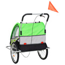 tsilova vidaXL Fahrradanhänger 2-in-1 Kinder Fahrradanhänger & Kinderwagen Grün und Grau