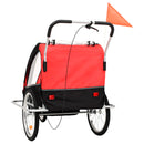 tsilova vidaXL Fahrradanhänger 2-in-1 Kinder Fahrradanhänger & Kinderwagen Schwarz und Rot