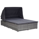 tsilova vidaXL Gartenbetten 2-Personen-Sonnenliege mit Auflage Poly Rattan Grau