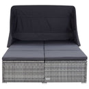 tsilova vidaXL Gartenbetten 2-Personen-Sonnenliege mit Auflage Poly Rattan Grau