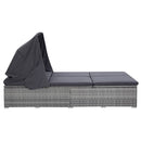 tsilova vidaXL Gartenbetten 2-Personen-Sonnenliege mit Auflage Poly Rattan Grau
