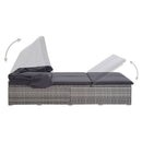 tsilova vidaXL Gartenbetten 2-Personen-Sonnenliege mit Auflage Poly Rattan Grau