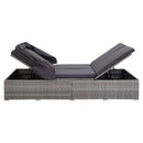 tsilova vidaXL Gartenbetten 2-Personen-Sonnenliege mit Auflage Poly Rattan Grau