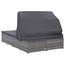 tsilova vidaXL Gartenbetten 2-Personen-Sonnenliege mit Auflage Poly Rattan Grau