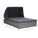 tsilova vidaXL Gartenbetten 2-Personen-Sonnenliege mit Auflage Poly Rattan Grau