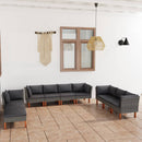 tsilova vidaXL Gartenmöbel-Sets 10-tlg. Garten-Lounge-Set mit Kissen Poly Rattan Grau