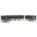 tsilova vidaXL Gartenmöbel-Sets 10-tlg. Garten-Lounge-Set mit Kissen Poly Rattan Grau