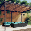 tsilova vidaXL Gartenmöbel-Sets 10-tlg. Garten-Lounge-Set mit Kissen Schwarz Poly Rattan