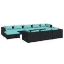 tsilova vidaXL Gartenmöbel-Sets 10-tlg. Garten-Lounge-Set mit Kissen Schwarz Poly Rattan