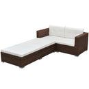 tsilova vidaXL Gartenmöbel-Sets 3-tlg. Garten-Lounge-Set mit Auflagen Poly Rattan Braun