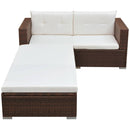 tsilova vidaXL Gartenmöbel-Sets 3-tlg. Garten-Lounge-Set mit Auflagen Poly Rattan Braun