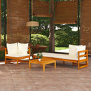 tsilova vidaXL Gartenmöbel-Sets 3-tlg. Garten-Lounge-Set mit Cremeweißen Kissen Massivholz Akazie