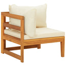 tsilova vidaXL Gartenmöbel-Sets 3-tlg. Garten-Lounge-Set mit Cremeweißen Kissen Massivholz Akazie
