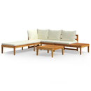 tsilova vidaXL Gartenmöbel-Sets 3-tlg. Garten-Lounge-Set mit Cremeweißen Kissen Massivholz Akazie