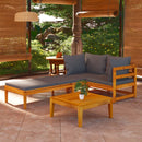 tsilova vidaXL Gartenmöbel-Sets 3-tlg. Garten-Lounge-Set mit Dunkelgrauen Kissen Massivholz Akazie