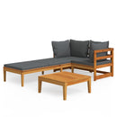 tsilova vidaXL Gartenmöbel-Sets 3-tlg. Garten-Lounge-Set mit Dunkelgrauen Kissen Massivholz Akazie