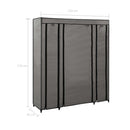 tsilova vidaXL Kleiderschränke Stoffschrank mit Fächern Kleiderstangen Grau 150x45x176cm