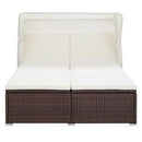 tsilova vidaXL Sonnenliegen 2-Personen-Sonnenliege mit Auflage Poly Rattan Braun